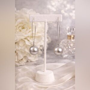 Silver tone Drop Ball Wire Pierced Earrings